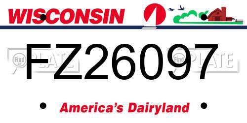 FZ26097 Wisconsin License Plate