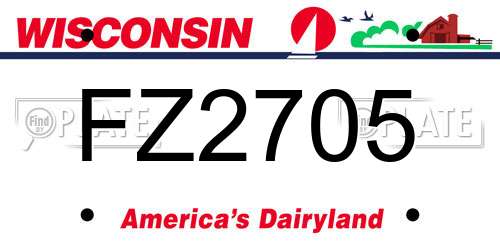 FZ2705 Wisconsin License Plate