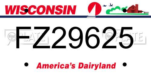 FZ29625 Wisconsin License Plate