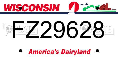FZ29628 Wisconsin License Plate