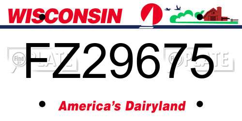 FZ29675 Wisconsin License Plate