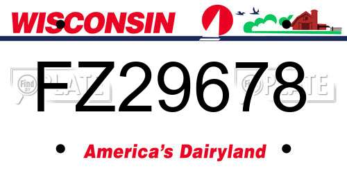 FZ29678 Wisconsin License Plate