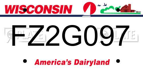 FZ2G097 Wisconsin License Plate