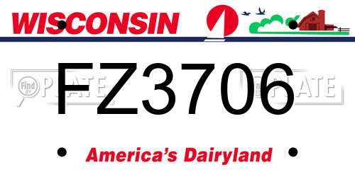 FZ3706 Wisconsin License Plate