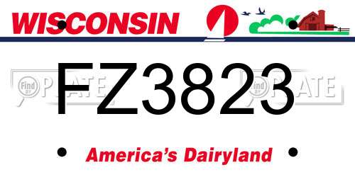 FZ3823 Wisconsin License Plate