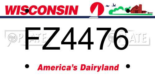FZ4476 Wisconsin License Plate