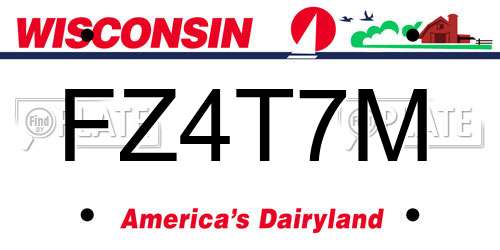 FZ4T7M Wisconsin License Plate