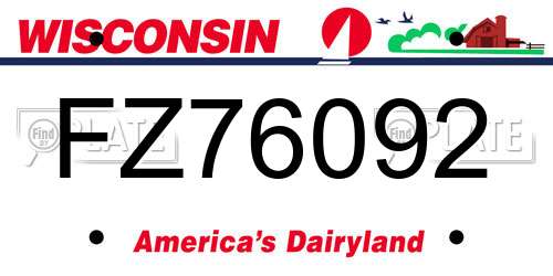 FZ76092 Wisconsin License Plate