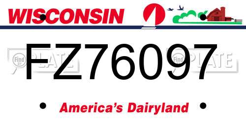 FZ76097 Wisconsin License Plate