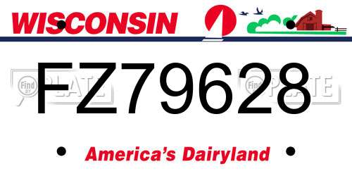 FZ79628 Wisconsin License Plate