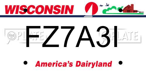 FZ7A3I Wisconsin License Plate