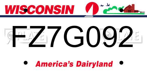 FZ7G092 Wisconsin License Plate