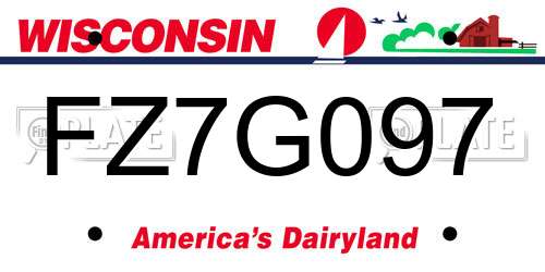 FZ7G097 Wisconsin License Plate