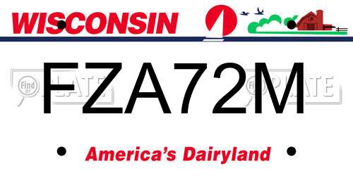 FZA72M Wisconsin License Plate