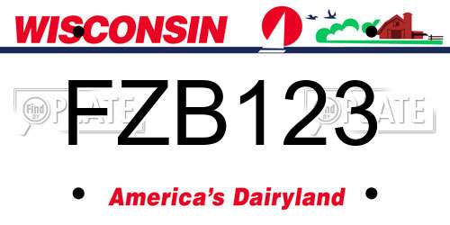 FZB123 Wisconsin License Plate