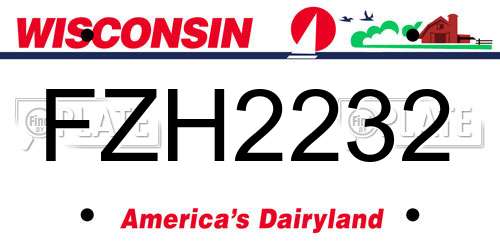 FZH2232 Wisconsin License Plate