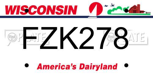 FZK278 Wisconsin License Plate
