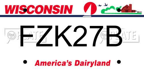 FZK27B Wisconsin License Plate