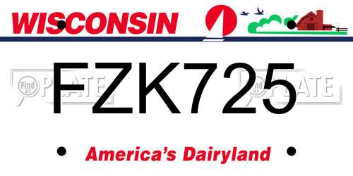 FZK725 Wisconsin License Plate