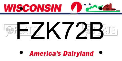 FZK72B Wisconsin License Plate