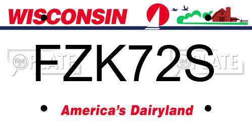 FZK72S Wisconsin License Plate