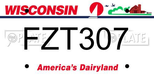 FZT307 Wisconsin License Plate