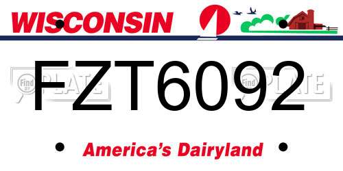 FZT6092 Wisconsin License Plate