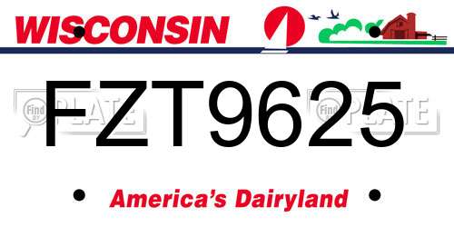 FZT9625 Wisconsin License Plate