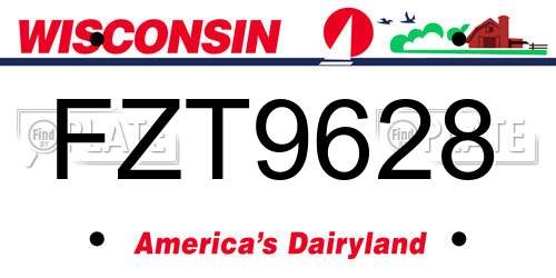 FZT9628 Wisconsin License Plate