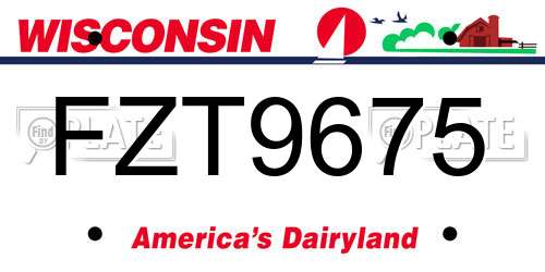 FZT9675 Wisconsin License Plate