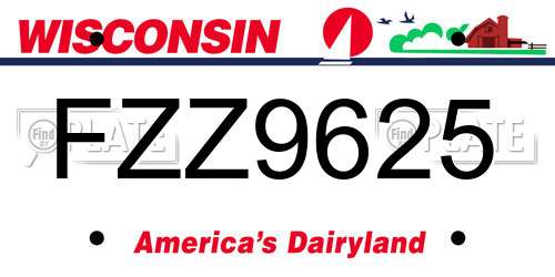 FZZ9625 Wisconsin License Plate