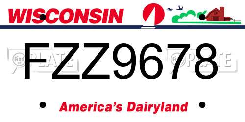 FZZ9678 Wisconsin License Plate