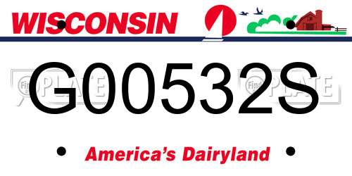 G00532S Wisconsin License Plate