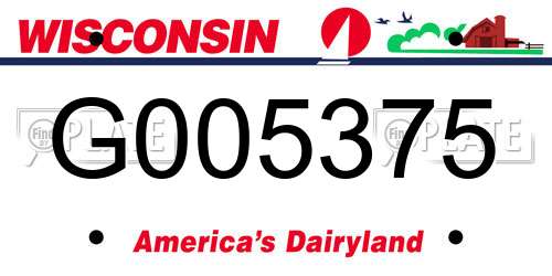 G005375 Wisconsin License Plate