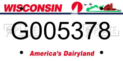 G005378 Wisconsin License Plate