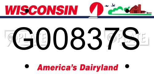 G00837S Wisconsin License Plate