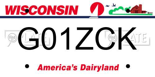 G01ZCK Wisconsin License Plate