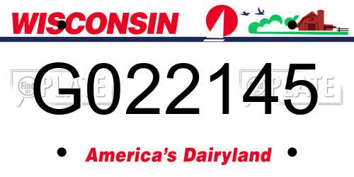 G022145 Wisconsin License Plate
