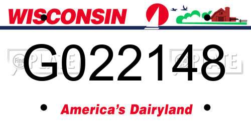 G022148 Wisconsin License Plate