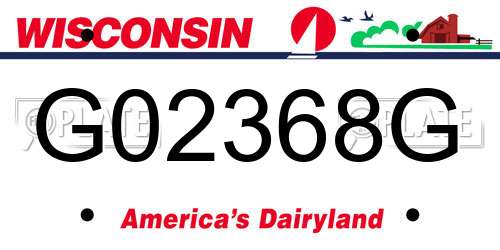 G02368G Wisconsin License Plate