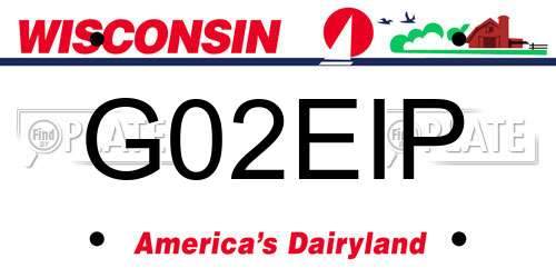 G02EIP Wisconsin License Plate