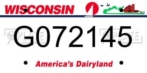 G072145 Wisconsin License Plate