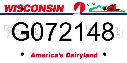 G072148 Wisconsin License Plate