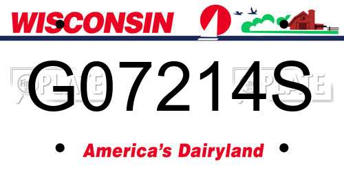 G07214S Wisconsin License Plate