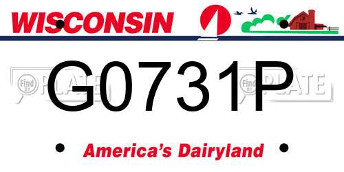 G0731P Wisconsin License Plate