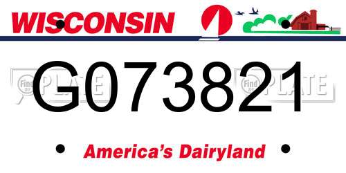 G073821 Wisconsin License Plate