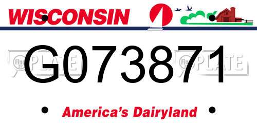 G073871 Wisconsin License Plate
