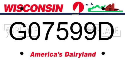 G07599D Wisconsin License Plate