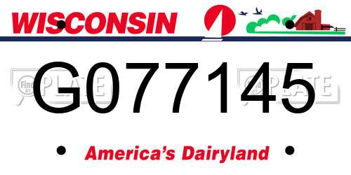G077145 Wisconsin License Plate