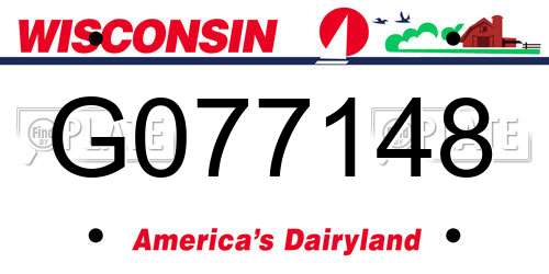G077148 Wisconsin License Plate